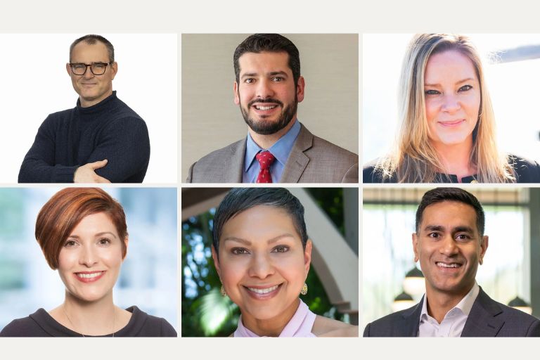 A collage of six diverse board member headshots