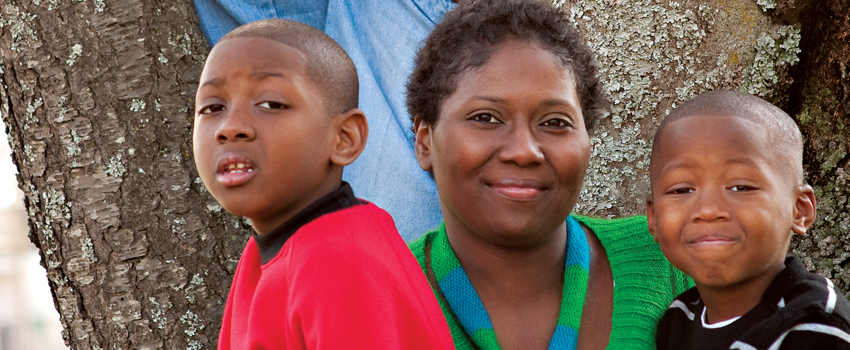 Black mom with her two sons